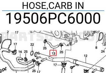 Honda 19506PC6000 HOSE,CARB IN