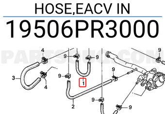 Honda 19506PR3000 HOSE,EACV IN
