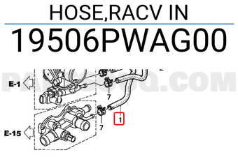 Honda 19506PWAG00 HOSE,RACV IN