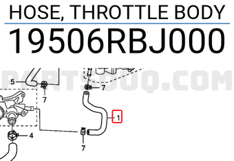 Honda 19506RBJ000 HOSE, THROTTLE BODY