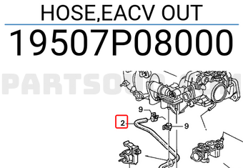 Honda 19507P08000 HOSE,EACV OUT
