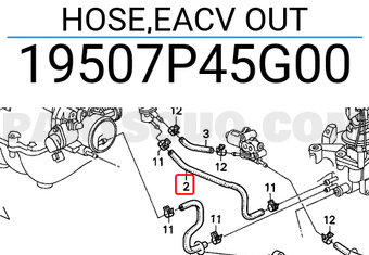Honda 19507P45G00 HOSE,EACV OUT