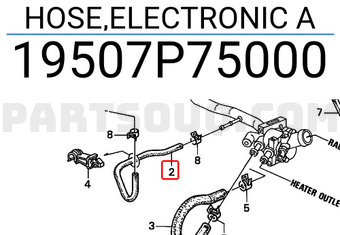 Honda 19507P75000 HOSE,ELECTRONIC A