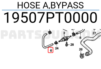 Honda 19507PT0000 HOSE A,BYPASS
