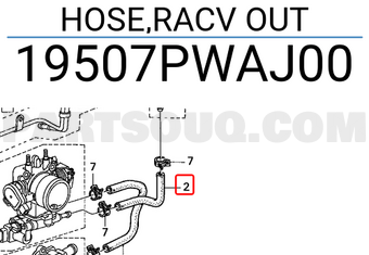 Honda 19507PWAJ00 HOSE,RACV OUT