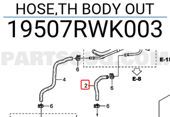 Honda 19507RWK003 HOSE,TH BODY OUT
