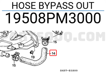 Honda 19508PM3000 HOSE BYPASS OUT