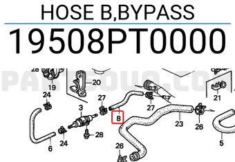 Honda 19508PT0000 HOSE B,BYPASS