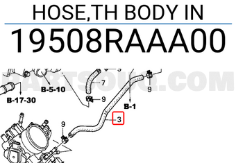 Honda 19508RAAA00 HOSE,TH BODY IN