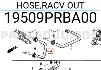 Honda 19509PRBA00 HOSE,RACV OUT