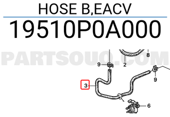 Honda 19510P0A000 HOSE B,EACV