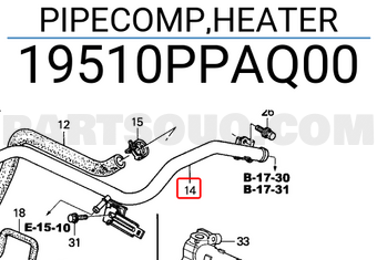 Honda 19510PPAQ00 PIPECOMP,HEATER