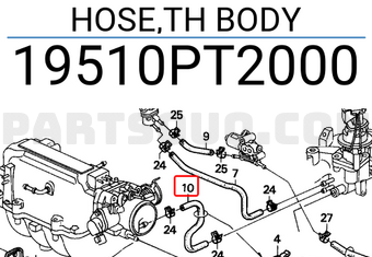 Honda 19510PT2000 HOSE,TH BODY