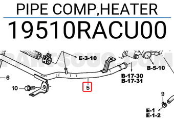 Honda 19510RACU00 PIPE COMP,HEATER