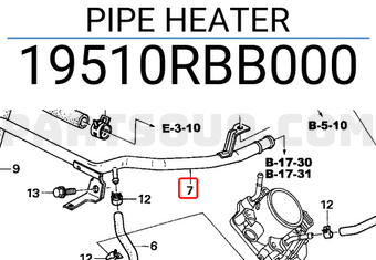 Honda 19510RBB000 PIPE HEATER