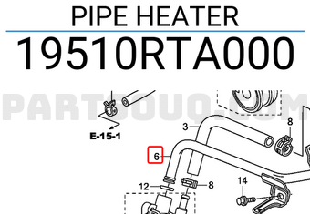 Honda 19510RTA000 PIPE HEATER