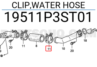 Honda 19511P3ST01 CLIP,WATER HOSE