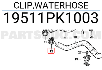 Honda 19511PK1003 CLIP,WATERHOSE