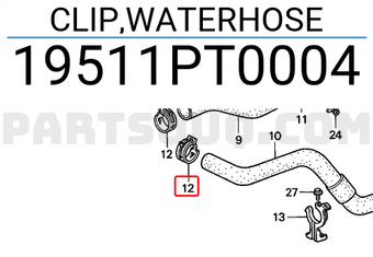 Honda 19511PT0004 CLIP,WATERHOSE