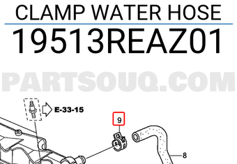 Honda 19513REAZ01 CLAMP WATER HOSE