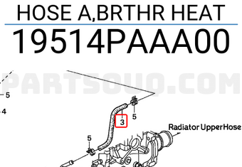 Honda 19514PAAA00 HOSE A,BRTHR HEAT