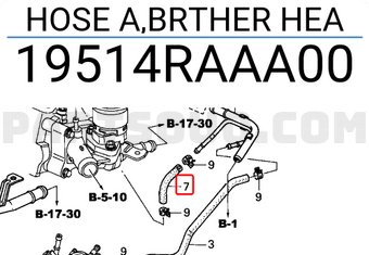 Honda 19514RAAA00 HOSE A,BRTHER HEA