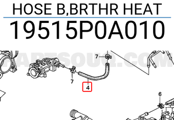 Honda 19515P0A010 HOSE B,BRTHR HEAT