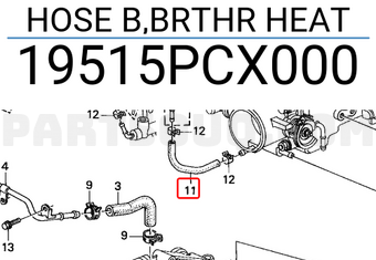 Honda 19515PCX000 HOSE B,BRTHR HEAT