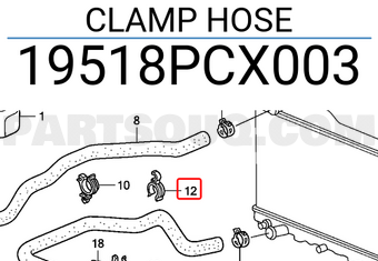 Honda 19518PCX003 CLAMP HOSE