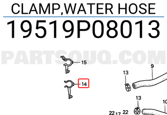 Honda 19519P08013 CLAMP,WATER HOSE