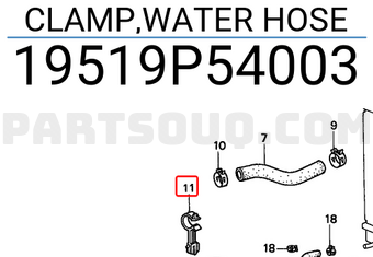 Honda 19519P54003 CLAMP,WATER HOSE