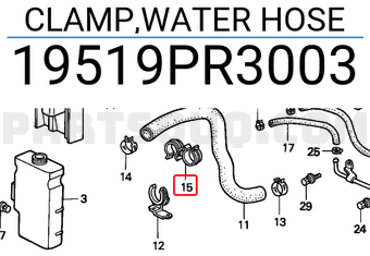 Honda 19519PR3003 CLAMP,WATER HOSE