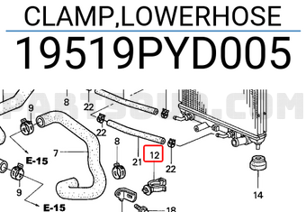 Honda 19519PYD005 CLAMP,LOWERHOSE