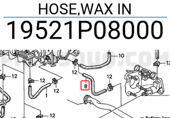 Honda 19521P08000 HOSE,WAX IN
