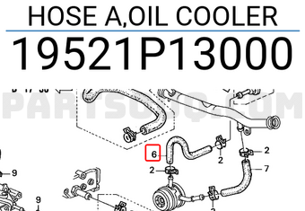 Honda 19521P13000 HOSE A,OIL COOLER