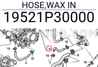 Honda 19521P30000 HOSE,WAX IN