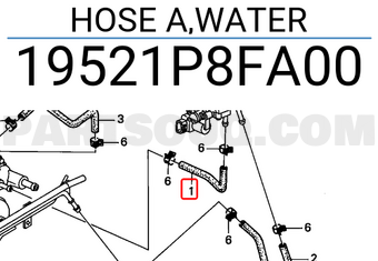 Honda 19521P8FA00 HOSE A,WATER