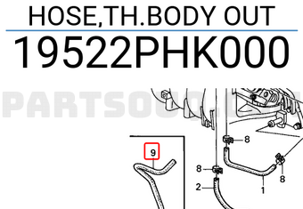 Honda 19522PHK000 HOSE,TH.BODY OUT
