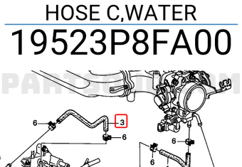 Honda 19523P8FA00 HOSE C,WATER