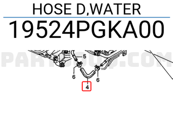 Honda 19524PGKA00 HOSE D,WATER