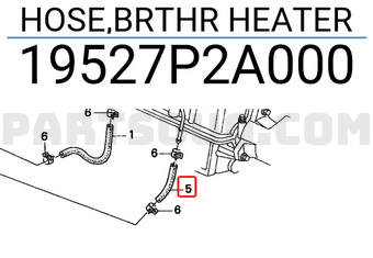 Honda 19527P2A000 HOSE,BRTHR HEATER