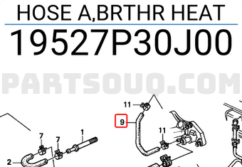 Honda 19527P30J00 HOSE A,BRTHR HEAT