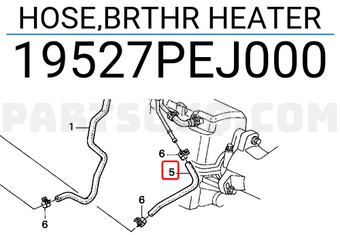 Honda 19527PEJ000 HOSE,BRTHR HEATER