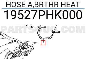 Honda 19527PHK000 HOSE A,BRTHR HEAT