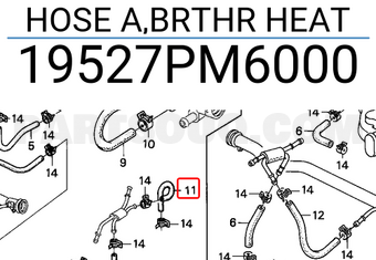 Honda 19527PM6000 HOSE A,BRTHR HEAT