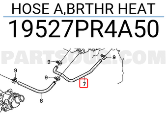 Honda 19527PR4A50 HOSE A,BRTHR HEAT