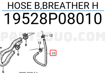 Honda 19528P08010 HOSE B,BREATHER H
