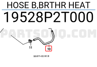 Honda 19528P2T000 HOSE B,BRTHR HEAT
