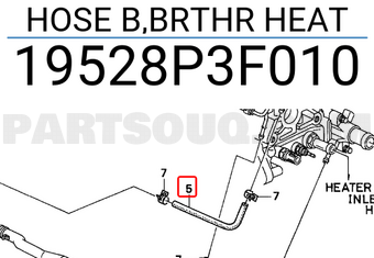 Honda 19528P3F010 HOSE B,BRTHR HEAT