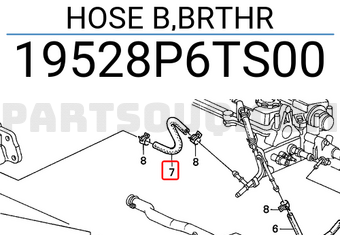 Honda 19528P6TS00 HOSE B,BRTHR